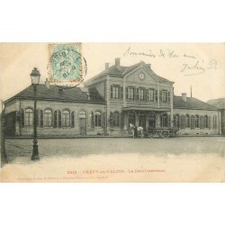 60 CREPY-EN-VALOIS. Attelage de livraisons devant la Gare 1905