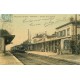 95 VILLIERS-LE-BEL GONESSE. Passage d'un Train express en Gare superbe carte toilée colorisée 1907