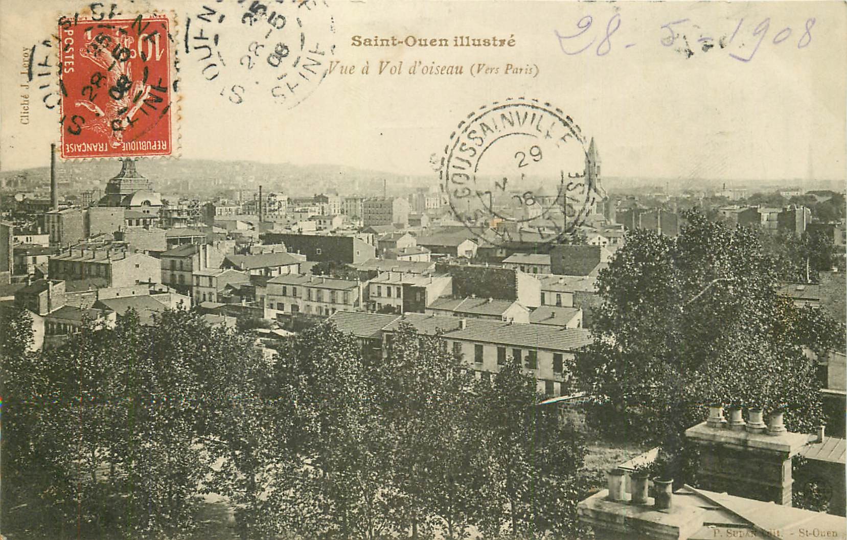 93 SAINT-OUEN. Vue à vol d'oiseau 1908