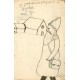 Véritable dessin format carte postale " Le Père Noël en Poilu jusqu'à la Tranchée " par Laquit Henri 1914