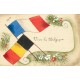 Guerre 1914 drapeau peint à la main " VIVE LA BELGIQUE " sur carte toilée