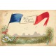 Guerre 1914 drapeau peint à la main " HONNEUR A LA FRANCE " sur carte toilée