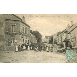 77 NEUFMONTIERS. Epicerie Tabac Mercerie Place et rue Dosière 1906