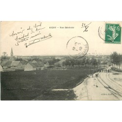 51 AIGNY. Vue générale avec animation sur les rails 1910