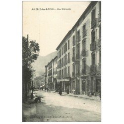 carte postale ancienne 66 AMELIE-LES-BAINS. Hôtel Rue Nationale