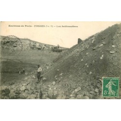 95 FOSSES. Les Sablonnières avec Ouvriers et vagonnet 1913
