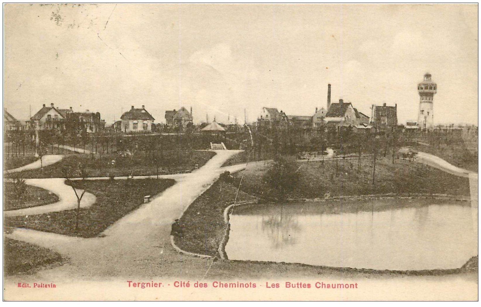 carte postale ancienne 02 TERGNIER. Buttes Chaumont Cité des Cheminots 1929