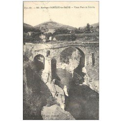 carte postale ancienne 66 AMELIE-LES-BAINS. Vieux Pont de Palalda 1926