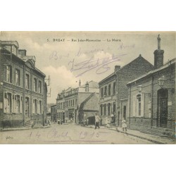 2 x cpa 62 BRUAY. Boucherie Place Marmottan et Mairie rue Marmottan 1915
