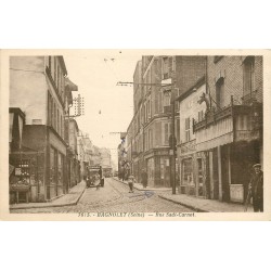 93 BAGNOLET. Rue Sadi Carnot avec les Comptoirs Français devenus Restaurant l'Amandine 1939