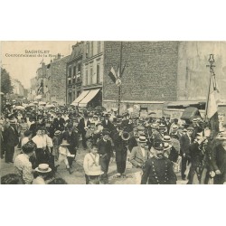 93 BAGNOLET. Couronnement de la Rosière avec la Fanfare et le Maire rue de Paris 1907