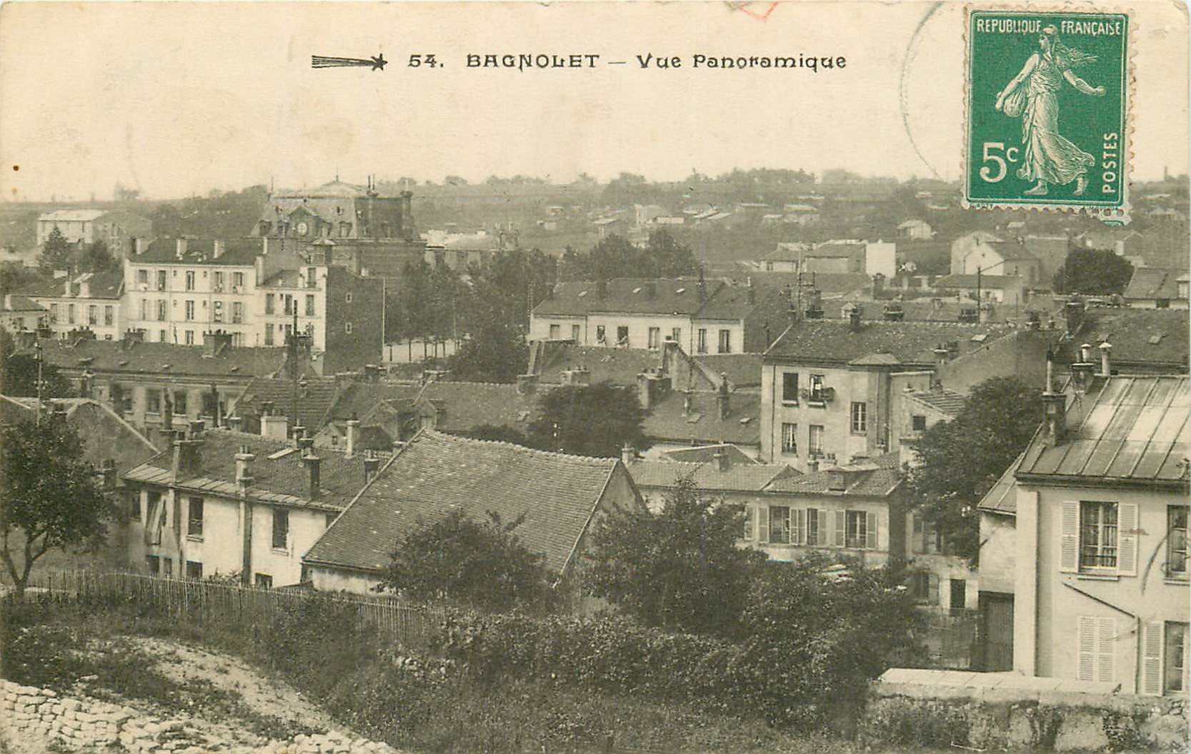 93 BAGNOLET. Vue générale 1912 (carte molle)...