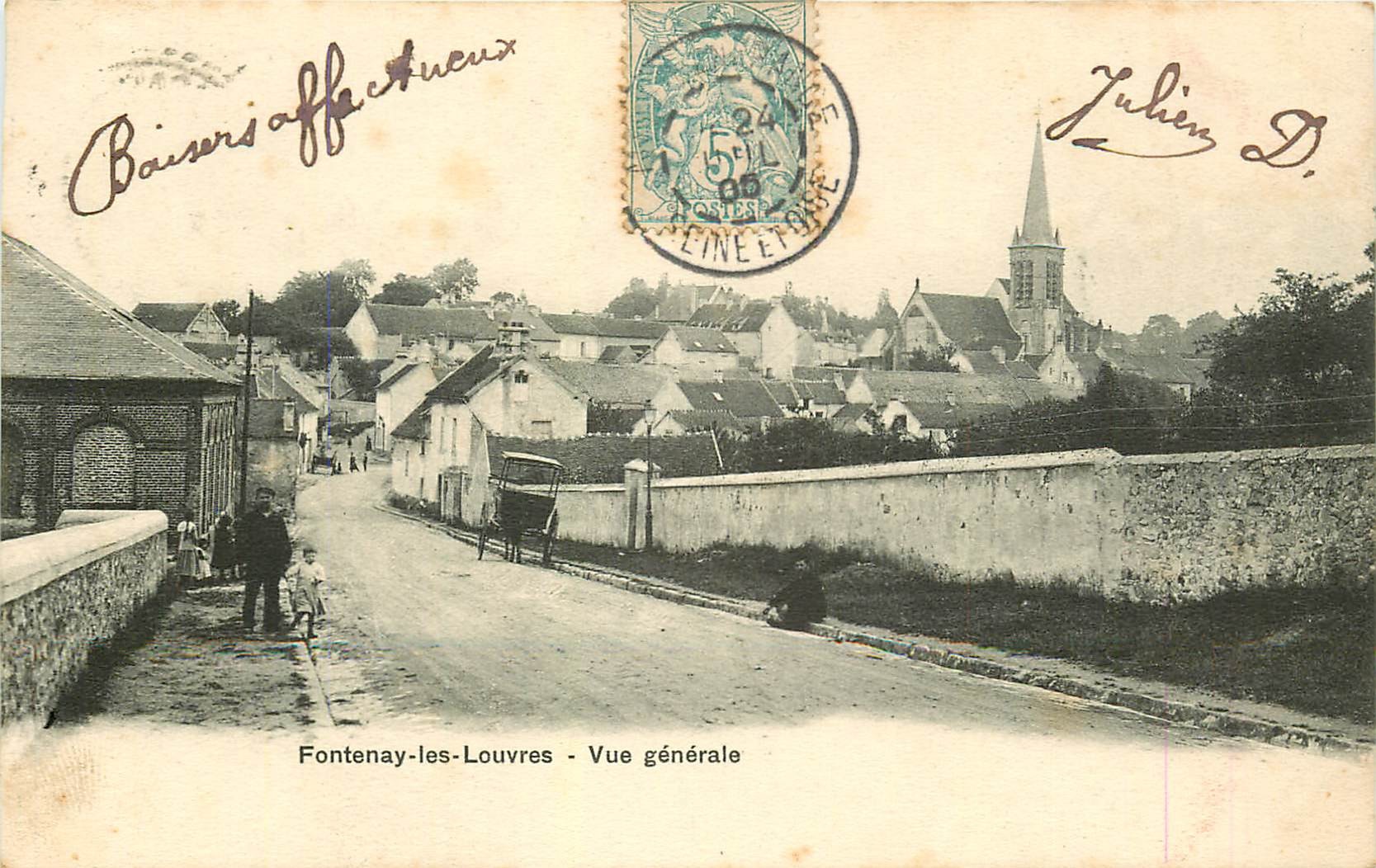 95 FONTENAY-LES-LOUVRES. Vue générale à l'Entrée du Village 1905