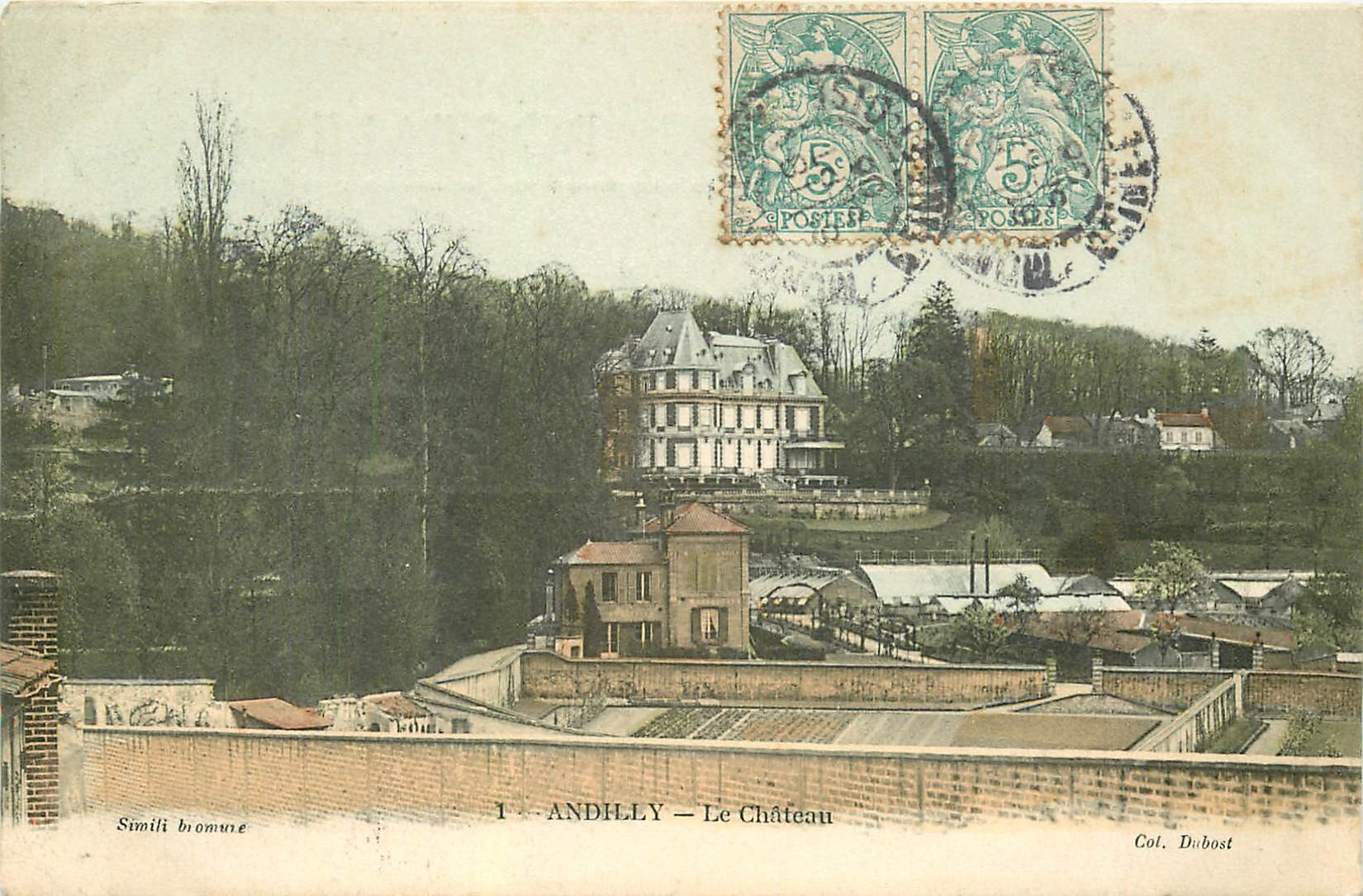 2 x Cpa 95 ANDILLY. Le Château et vue générale de la Ville 1906