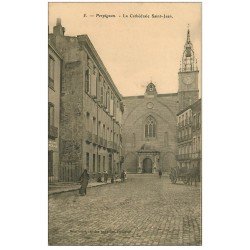 carte postale ancienne 66 PERPIGNAN. Banque Société Générale et Cathédrale