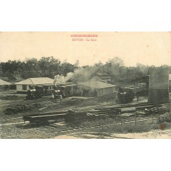 Cochinchine Viêt-Nam. GO-VAP la Gare avec trains et locomotives à vapeur vers 1900