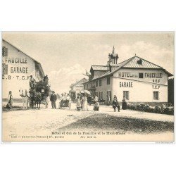 carte postale ancienne 01 Col de la Faucille. Hôtel Garage et Diligence. Tricycle Didot et Mont Blanc