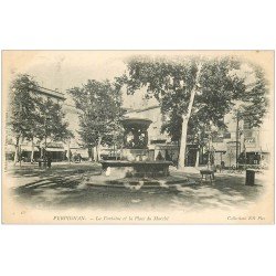 carte postale ancienne 66 PERPIGNAN. Fontaine Place du Marché 1905. Affiche Ripolin