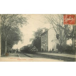 36 CLION. La Gare Clion-sur-Indre avec Train locomotive 1918