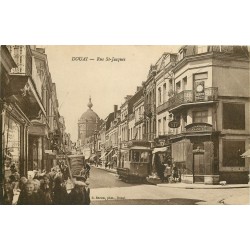 59 DOUAI. Tramway et Horloger " Au Diamant Bleu " Rue Saint-Jacques