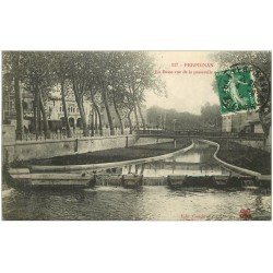 carte postale ancienne 66 PERPIGNAN. La Basse vue de la Passerelle 1913