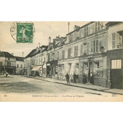 95 ERMONT. Café " Au Centre " et Papeterie Place de l'Eglise 1923