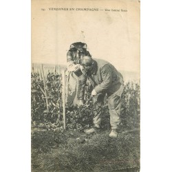 Alsace. VENDANGE EN CHAMPAGNE. Une bonne farce dans les vignes 1917