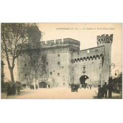 carte postale ancienne 66 PERPIGNAN. Porte Notre-Dame et Castillet. Foyer de Soldat