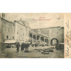 FERRARA. Mercato Piazza e Scalone Municipale 1904