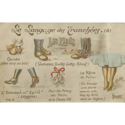 Illustrateur LEO Ch. Le Langage des Tranchées avec chaussures et pieds 1916