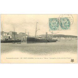 carte postale ancienne 66 PORT-VENDRES. Arrivée du Navire "" MARSA "" service d'Alger 1905
