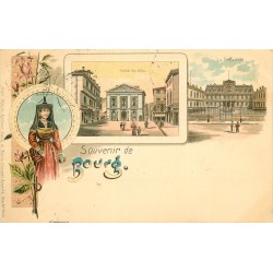 1900 Top Rare 01 BOURG. Hôtel de Ville et Préfecture oblitéré en 1900