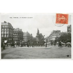 75009 PARIS. La Place Clichy 1908 avec Hippomobile à impérial