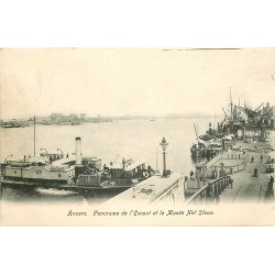 ANVERS. Panorama Escaut et Musée Het Steen 1909