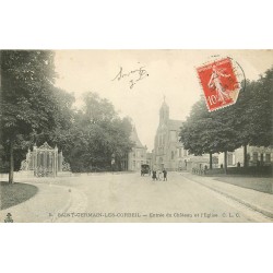 91 SAINT-GERMAIN-LES-CORBEIL. Entrée du Château et Eglise 1910