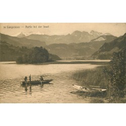 LUNGERNSEE. Partie bei der Insel avec Pêcheurs au filet 1921