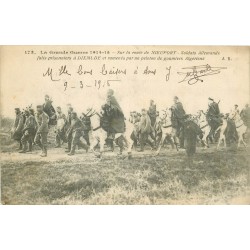 NIEUPORT. Soldats Allemands prisonniers à Dixmude escortés par goumiers Algériens 1915