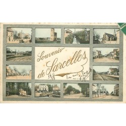 95 SARCELLES. Multivues avec lettres dorées en relief 1909