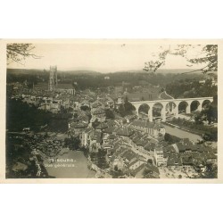 Suisse FRIBOURG. Vue sur la Ville et Pont de Zähringen 1924