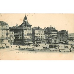 Suisse. GENEVE. Ancien Quartier de l'Ile très rare oblitérée en 1900....