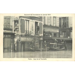 PARIS. Les Inondations de 1910 avec un texte au verso. Quai de la Tournelle