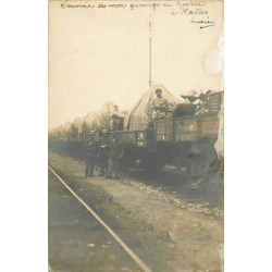 BOSNIE HERZEGOVINE. Militaires et canon sur train lors du passage du Général Haller 1919