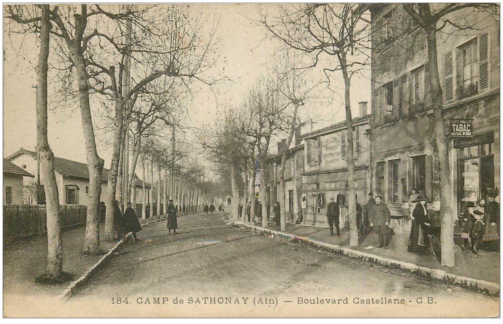 carte postale ancienne 01 Col de Sathonay. Boulevard Castellane 1916. Tabac Bazar Lyonnais