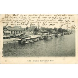 PARIS 16° . Grand Bal Station du Point du Jour avec Péniches Bateaux-Mouche 1906