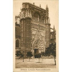 Espagne 2 x cpa SEVILLA. La Catedral Puerta Concepcion et la Giralda 1930