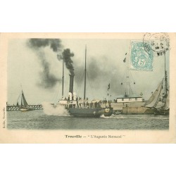 4 cpa 14 TROUVILLE. Augustin Normand 1905, Hôtel Roches-Noires 1929, Baigneurs 1922 et Bateau Vapeur 1907