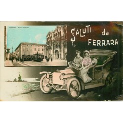 FERRARA. Saluti en voiture ancienne avec chauffeur de la Piazza Cattedrale con tram 1912