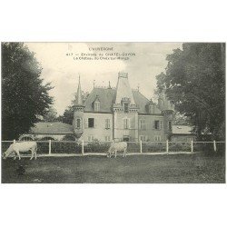 carte postale ancienne 63 CHATEAU DE CHEIX-SUR-MORGE avec Vaches près Chatelguyon