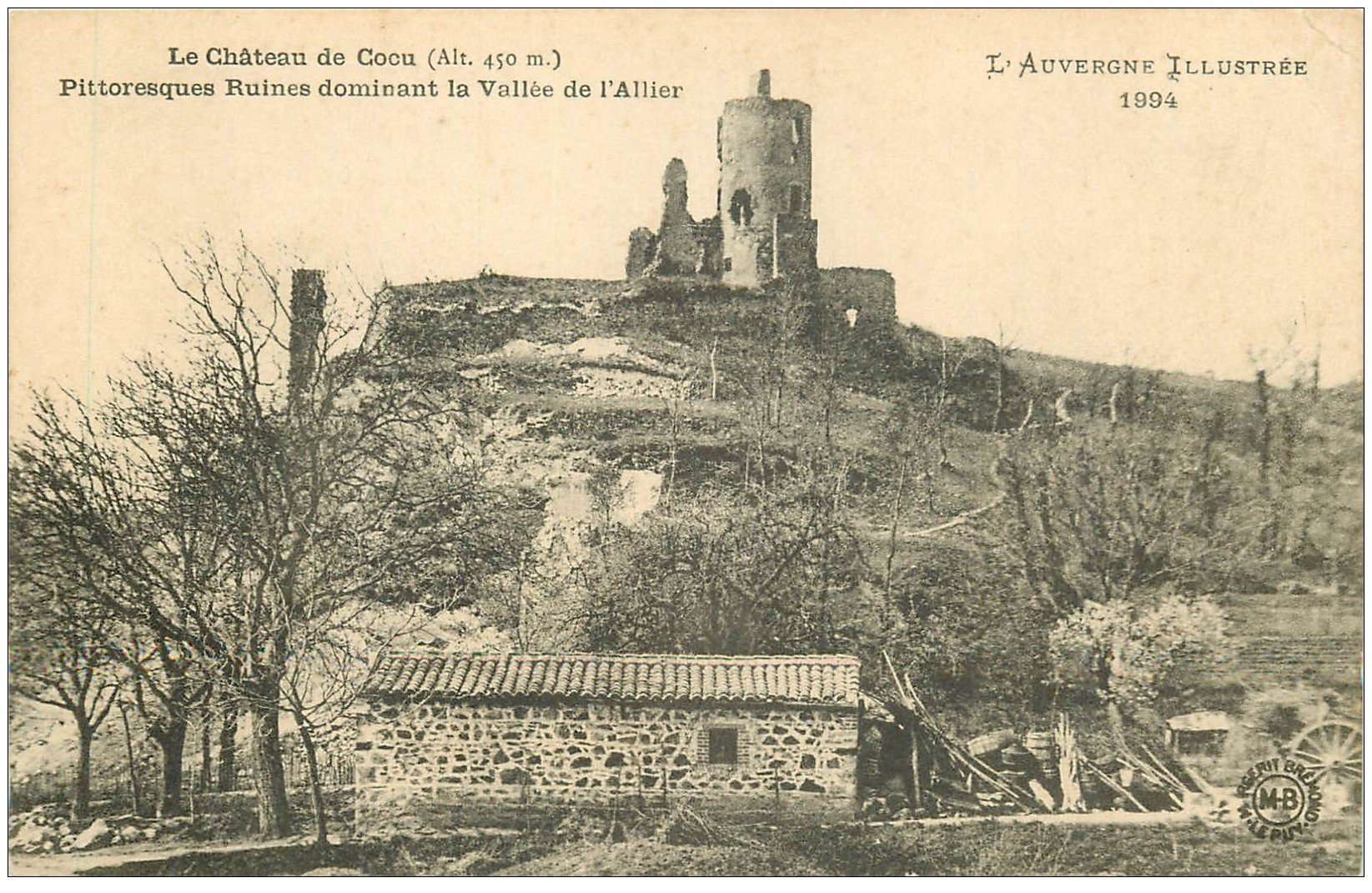 carte postale ancienne 63 CHATEAU DE COCU Vallée de l'Allier