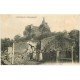 carte postale ancienne 63 CHATEAU DE COPPEL. Belle animation au pied des ruines 1908. Vers Billom